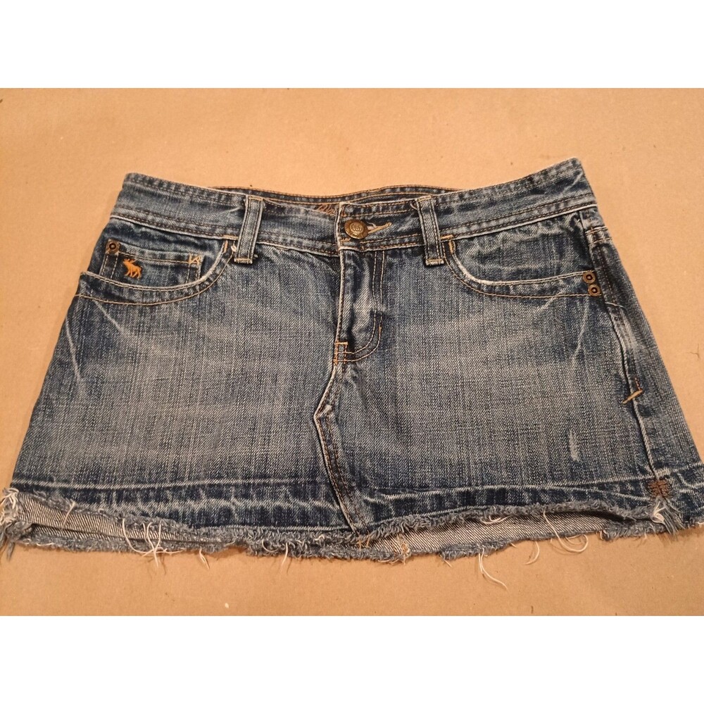 ABERCROMBIE & FITCH Vintage Micro Mini Jean Denim Skirt Low Cotton Size 0 Y2K